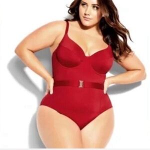 NWT CityChic Salsa Red One-Piece Swimsuit